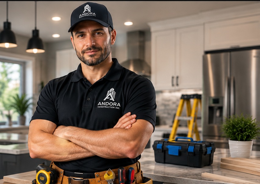 Illustrative Andora Construction contractor in a renovated kitchen