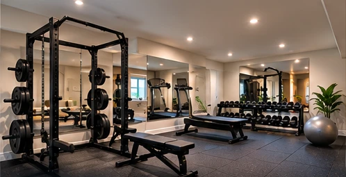 AI-generated illustrative concept of gym basement interior