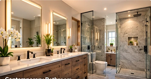 AI-generated illustrative bathroom renovation: Contemporary Ensuite