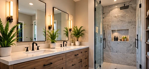 AI-generated illustrative bathroom renovation: Double Vanity Bathroom