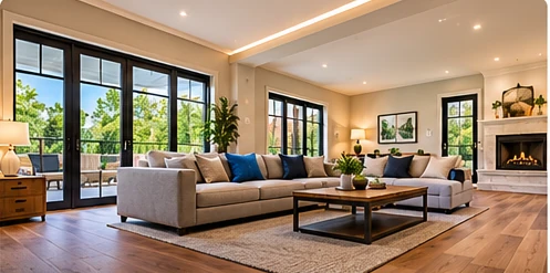 AI-generated illustrative concept of hardwood flooring in a renovated home
