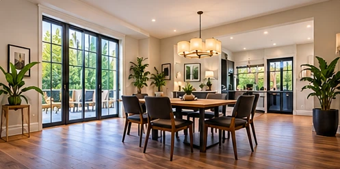 AI-generated illustrative concept of laminate flooring in a renovated home
