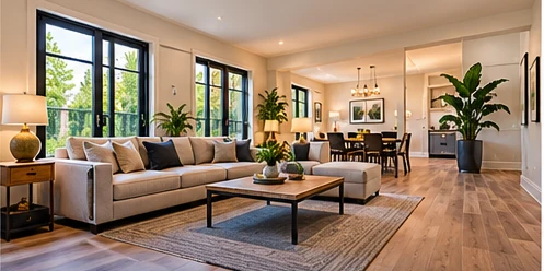 AI-generated illustrative concept of vinyl flooring in a renovated home