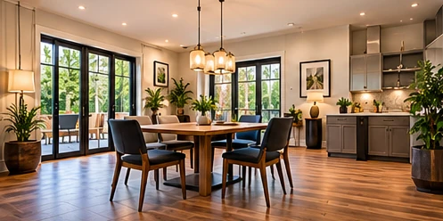 AI-generated illustrative concept of engineered hardwood in a renovated home
