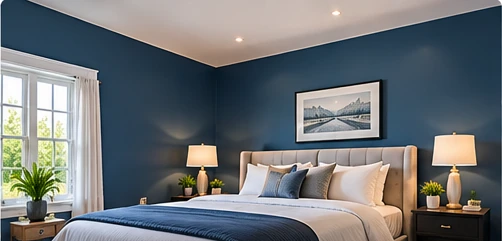 AI-generated illustrative concept of bedroom painting in a renovated residential interior