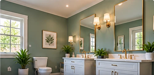 AI-generated illustrative concept of bathroom painting in a renovated residential interior