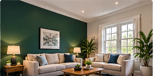 AI-generated illustrative concept of accent wall in a renovated residential interior