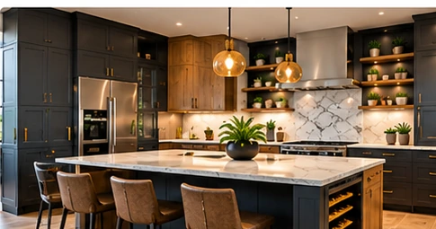 Illustrative AI-generated image of two-tone kitchen renovation kitchen interior
